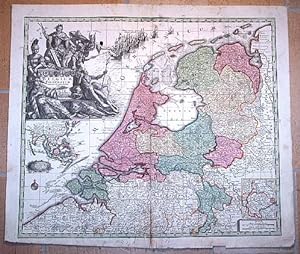 Belgium Foederatum auctius et emendatius Flächen- und grenzkolorierte Kupferstichkarte.