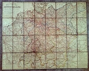 Post- u. Reise-Karte von Deutschland und den angränzenden Ländern bis Paris, Lyon, Turin, Mailand...