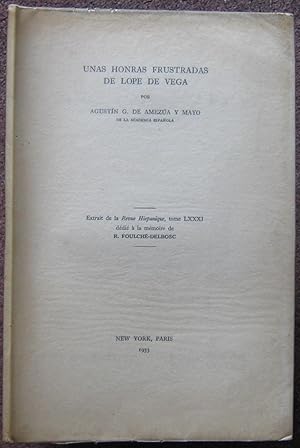 Immagine del venditore per UNAS HONRAS FRUSTRADAS DE LOPE DE VEGA. venduto da Graham York Rare Books ABA ILAB