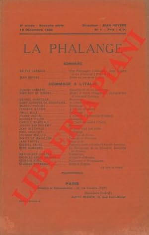 Image du vendeur pour La phalange. Hommage a l'Italie. mis en vente par Libreria Piani