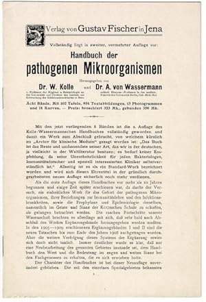 Seller image for Vollstandig liegt in zweiter, vermehrter Auflage vor: Handbuch der pathogenen Mikroorganismen. for sale by Rulon-Miller Books (ABAA / ILAB)