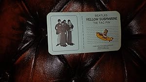 Imagen del vendedor de Original 1968 Beatles Yellow Submarine Tie Tac Pin ( In Yellow Gold & White ) from the Movie, with Blue Card with 4 Beatles Pictures Which Says Cut on Dotted Line for Wallet Size PHOTO a la venta por Bluff Park Rare Books