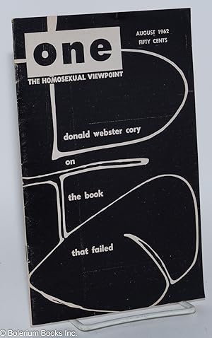 Imagen del vendedor de ONE Magazine; the homosexual viewpoint; vol. 10, #8, August 1962 a la venta por Bolerium Books Inc.