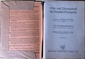 Bild des Verkufers fr Lehr- und bungsbuch der Deutschen Stenografie, 1. Teil: Verkehrsschrift-Einfhrung zum Verkauf von Araki Antiquariat Georg Dehn