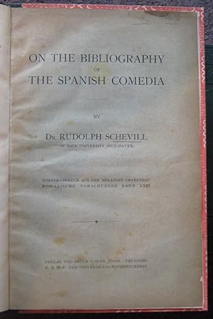 Image du vendeur pour ON THE BIBLIOGRAPHY OF THE SPANISH COMEDIA. mis en vente par Graham York Rare Books ABA ILAB