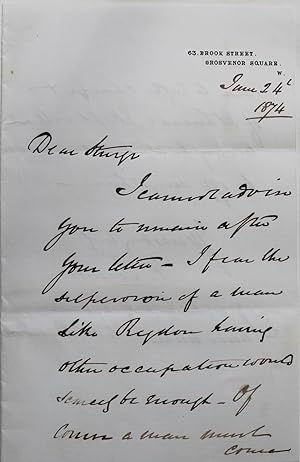 Autograph letter signed to "Dear Sturge".