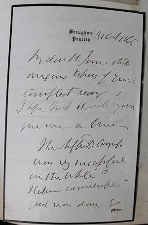 Bild des Verkufers fr Autograph letter, signed with initials "H.B", to the penal reformer Matthew Davenport Hill (1792-1872). zum Verkauf von Bristow & Garland