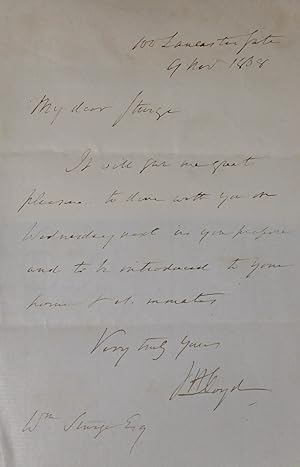 Image du vendeur pour Autograph letter signed to William Sturge. mis en vente par Bristow & Garland