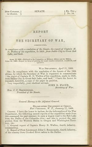 Report of the Secretary of War, communicating, In compliance with a resolution of the Senate, the...