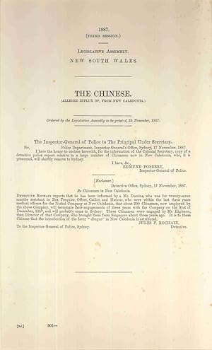 Bild des Verkufers fr The Chinese. (Alleged influx of, from New Caledonia) zum Verkauf von Hordern House Rare Books