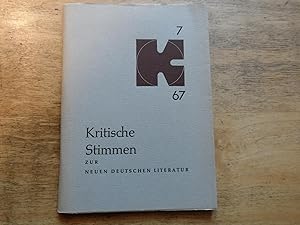 Seller image for Kritische Stimmen zur neuen deutschen Literatur 7/67 for sale by Ratisbona Versandantiquariat