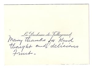 Card from La Duchesse De Talleyrand (her hand writting)