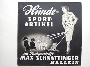 Hunde-Sport Artikel im Fachgeschäft Max Schnattinger Hallein. Collage auf Karton zur Herstellung ...