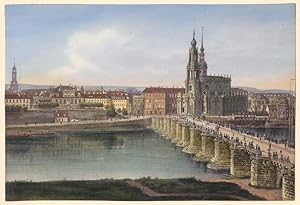 Imagen del vendedor de Dresden, Blick ber die Augustusbrcke nach der Altstadt a la venta por Antiquariat Hardner