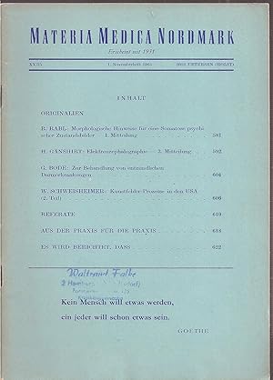 Bild des Verkufers fr Materia Medica Nordmark Heft XV/13, November 1963 zum Verkauf von Clivia Mueller