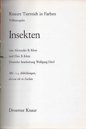 Seller image for Insekten (Knaurs Tierreich in Farben). Volksausgabe for sale by Clivia Mueller