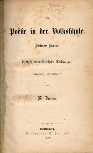 Imagen del vendedor de Die Poesie in der Volksschule. 3.Band a la venta por Clivia Mueller