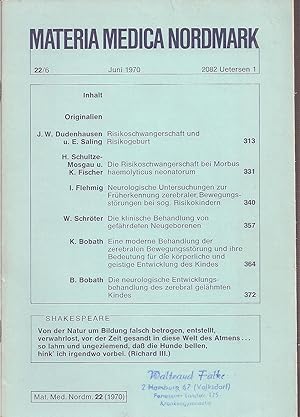 Imagen del vendedor de Materia Medica Nordmark Heft 22/6, Juni 1970 a la venta por Clivia Mueller