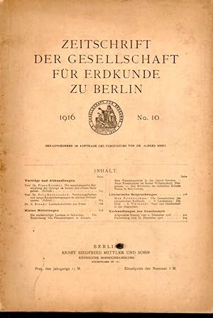 Gesellschaft für Erdkunde zu Berlin Jahrgang 1916.No.9 und 10