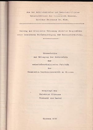 Bild des Verkufers fr Beitrag zur klinischen Erkennung steriler Ziegenbcke unter zum Verkauf von Clivia Mueller