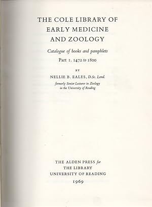 Imagen del vendedor de The Cole Library of Early Medicine and Zoology a la venta por Clivia Mueller