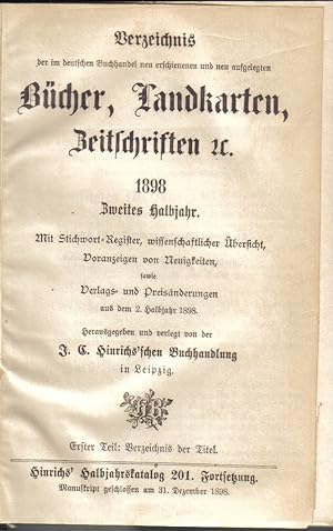 Bild des Verkufers fr Verzeichnis der im deutschen Buchhandel neu erschienenen und zum Verkauf von Clivia Mueller