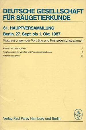 Seller image for 61.Hauptversammlung in Berlin 27.Sept.bis 1.Oktober 1987 for sale by Clivia Mueller