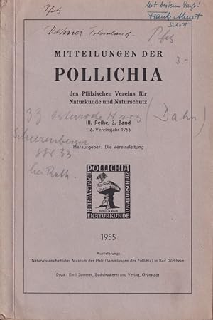 Imagen del vendedor de Mitteilungen der Pollichia.III.Reihe.3.Band.116.Vereinsjahr 1955 a la venta por Clivia Mueller