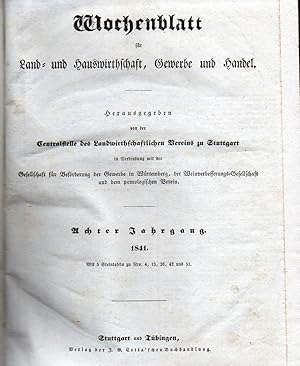 Imagen del vendedor de Wochenblatt fr Land- und Hauswirthschaft, Gewerbe und Handel 1841 a la venta por Clivia Mueller