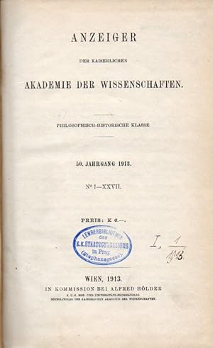 Bild des Verkufers fr Anzeiger 50.Jahrgang 1913 Nr.I-XXVII zum Verkauf von Clivia Mueller