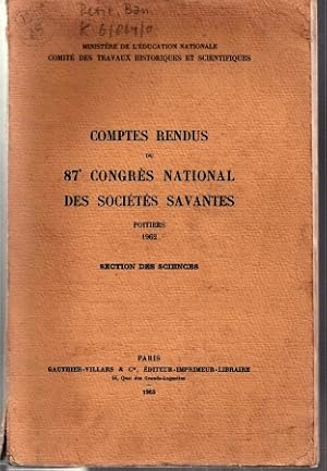 Comptes Rendus du 87' Congres National des Societes Savantes