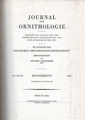 Seller image for Journal fr Ornithologie 107 Band 1966 Heft 1 bis 3/4 (1 Band) for sale by Clivia Mueller