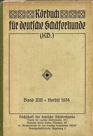 Körbuch für Deutsche Schäferhunde Band XIII Ankörung Herbst 1934