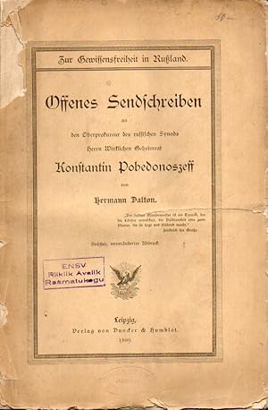 Seller image for Offenes Sendschreiben an den Oberprokureur des russischen Synods for sale by Clivia Mueller