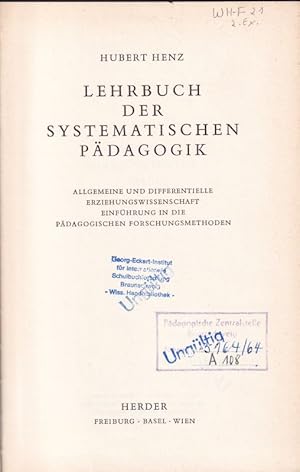 Imagen del vendedor de Lehrbuch der systematischen Pdagogik a la venta por Clivia Mueller