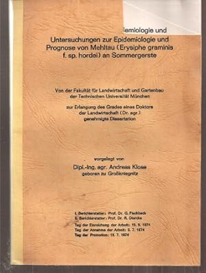 Seller image for Untersuchungen zur Epidemiologie und Prognose von Mehltau for sale by Clivia Mueller