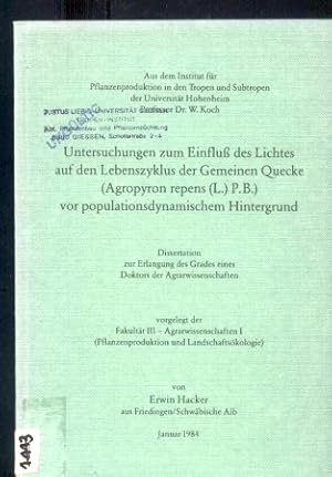 Untersuchungen zum Einfluß des Lichtes auf den Lebenszyklus der