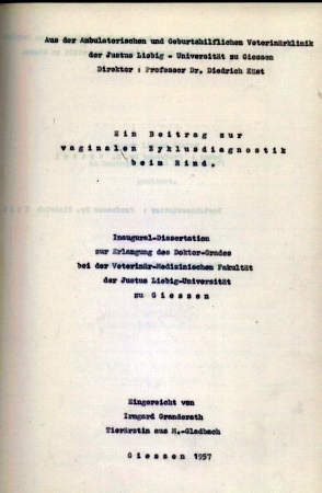 Ein Beitrag zur vaginalen Zyklusdiagnostik beim Rind