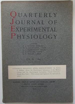 Cutaneous Sensation After Nerve Division in Quarterly Journal of Experimental Physiology Vol. X. ...