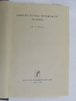 Seller image for Constitutional Government in India for sale by Kennys Bookstore