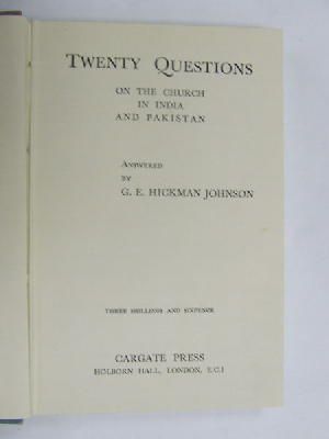 Seller image for Twenty questions on the church in India and Pakistan for sale by Kennys Bookstore