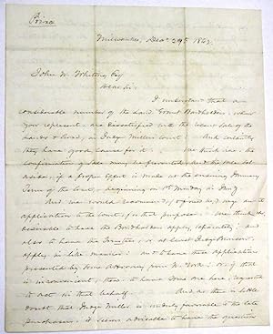 AUTOGRAPH LETTER SIGNED AND MARKED 'PRIVATE', FROM MILWAUKEE, DEC. 29, 1862, TO JOHN W. WHITING, ...