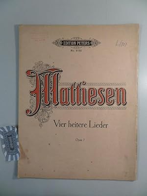 Seller image for Vier heitere Lieder fr eine Singstimme und Klavier. Opus 7. Edition Peters Nr. 3732. for sale by Druckwaren Antiquariat