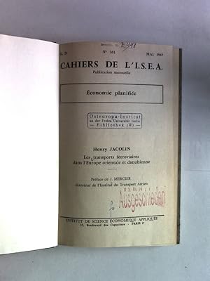 Imagen del vendedor de Les transports ferroviaires dans l'Europe orientale et danubienne. Cahiers de L I.S.E.A., No. 161, mai 1965. Economie planifiee. a la venta por Antiquariat Bookfarm