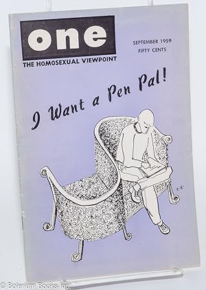Imagen del vendedor de ONE Magazine; the homosexual viewpoint; vol. 7, #9, September 1959; I want a Pen Pal! a la venta por Bolerium Books Inc.