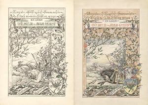 Exlibris für Wilhelm u. Anna Genest. Zwei Original-Vorzeichnungen in großem Format. 1. Federzeich...