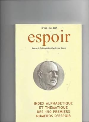 Index alphabétique et thématique des 150 premiers numéros d'Espoir