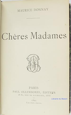 Imagen del vendedor de Chres Madames a la venta por Librairie du Bassin