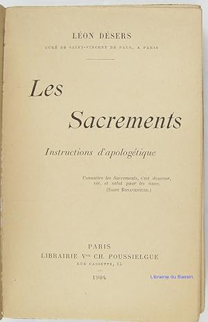 Seller image for Les sacrements Instructions d'apologtique for sale by Librairie du Bassin