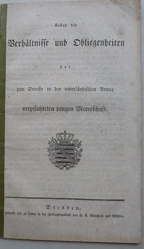 Ueber die Verhältnisse und Obliegenheiten der zum Dienste in der vaterländischen Armee verpflicht...